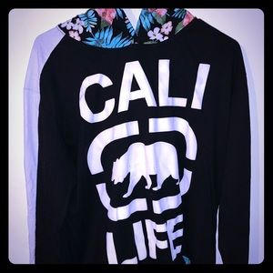 Unisex Black/White/Floral Print Hoodie